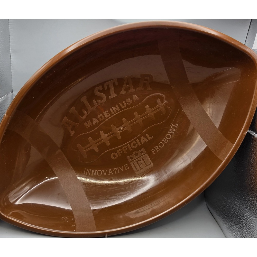 Vintage ALLSTAR NFL Pro Bowl Football Shaped Serving Bowl Made USA Brown 18"